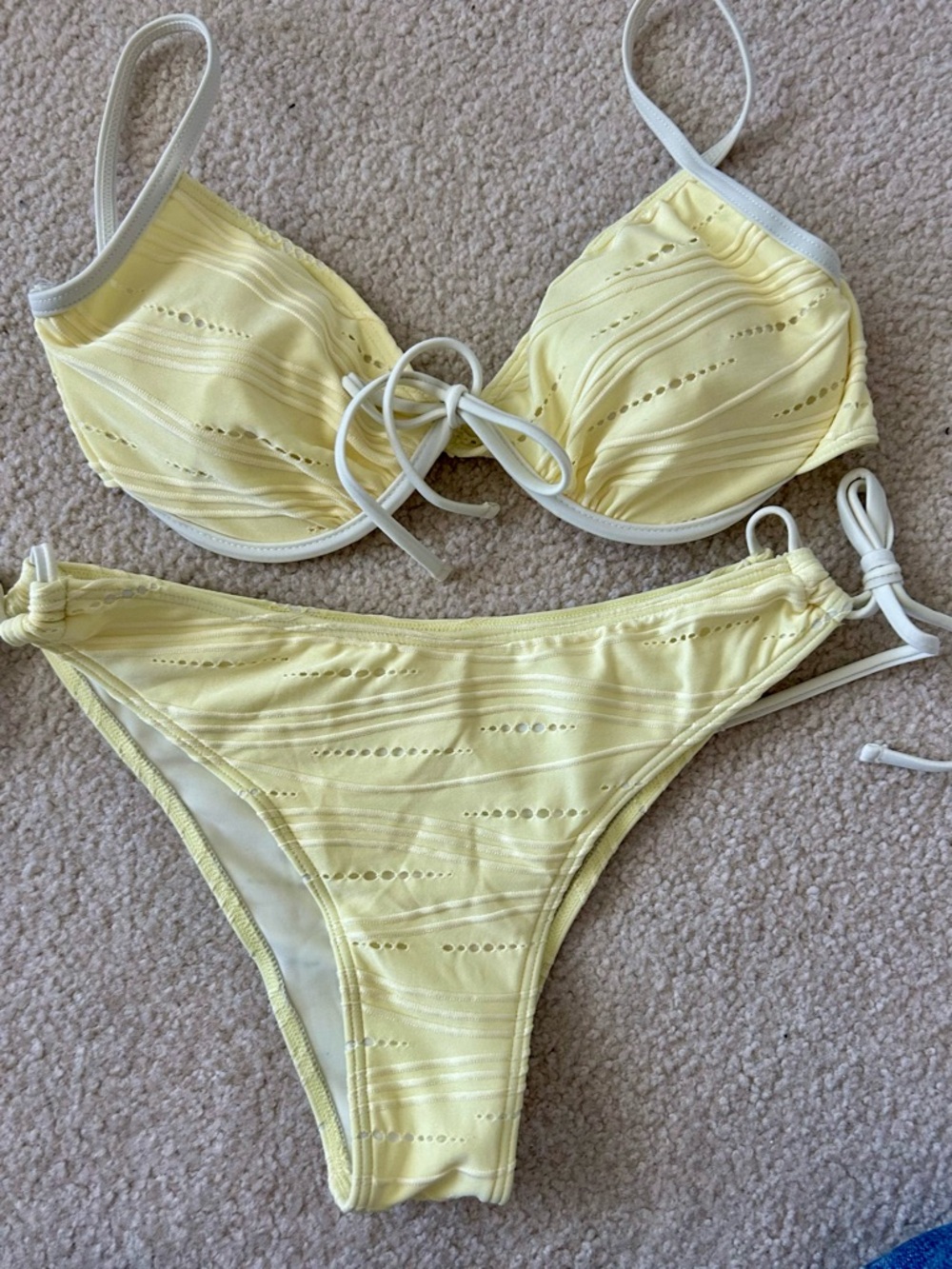 Light Yellow Eyelet Bikini Set